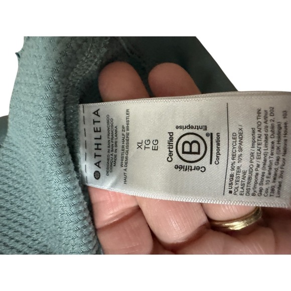 Athleta Whistler Quarter Zip Thumbhole Pullover Women's XL Green Athletic Top - Picture 8 of 9